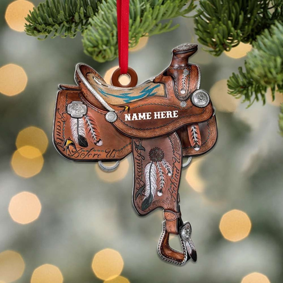 Personalized Western Saddle Ornament, Horse Christmas Ornament, Saddle