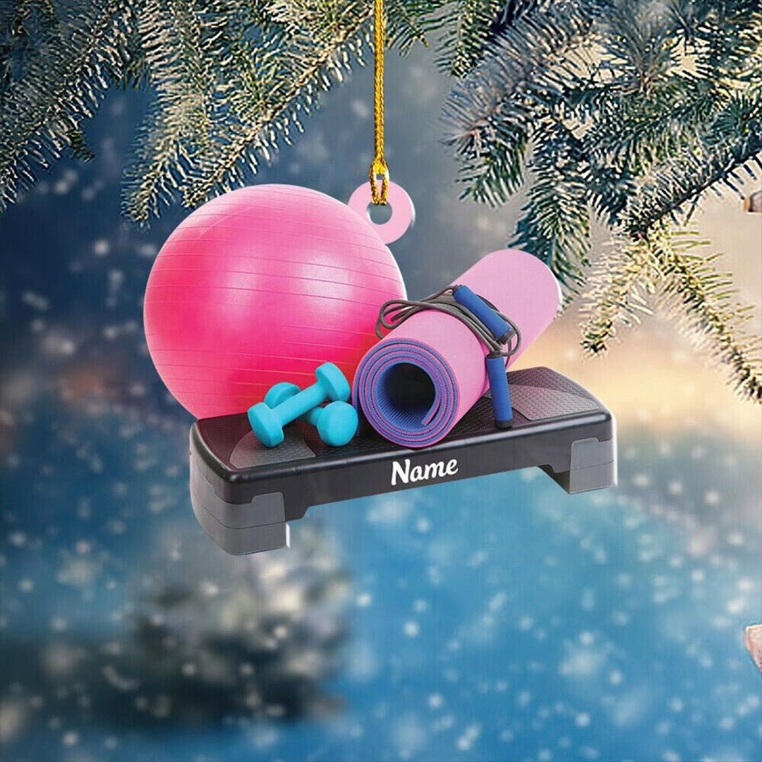 Personalized Fitness Ornament, Workout Christmas Ornament, Custom Gym