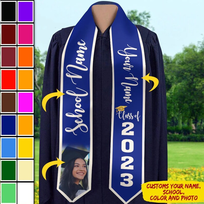 Personalized Graduation Stole Custom Graduate Stoles 72in Etsy