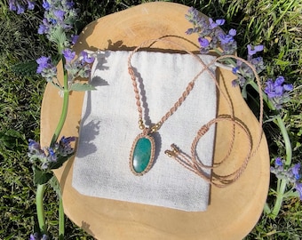 Amazonit l Makramee Kette l Handgemachter Heilsteinschmuck l Amulett