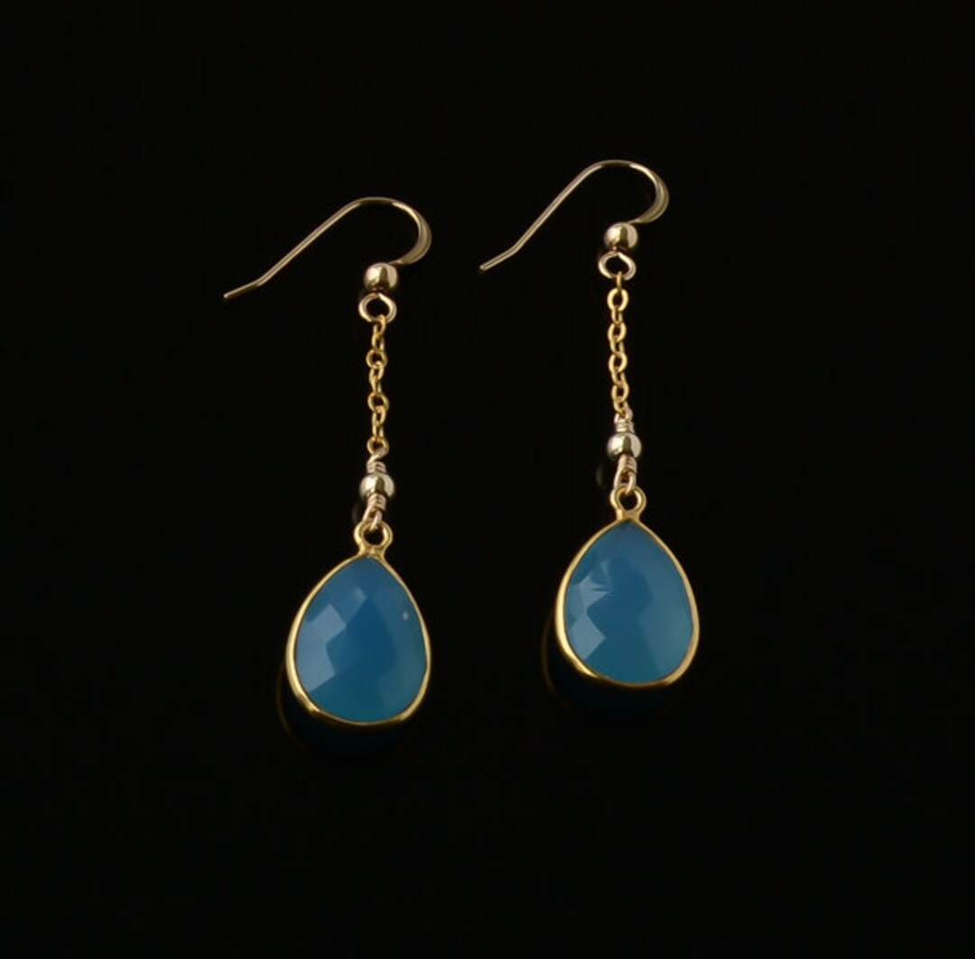 Colette Circle Earring Chalcedony Blue