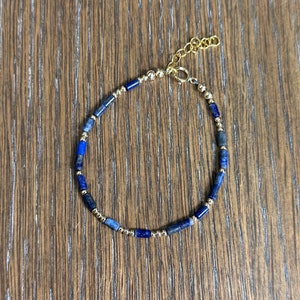 Limited Edition Gemstone Stackable Morse Code Bracelet | FU Cancer Bracelet | Lapis Lazuli and 14kt gold-filled accent beads | Adjustable