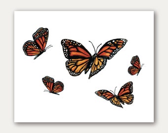 Konsttryck med monarkfjäril | Konsttryck | Väggkonstposter | Unik inflyttningspresent | Konstverk för väggar | Hemkonst | 13x18 cm
