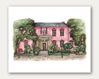 The Olde Pink House Art Print | Fine Art Venue | Poster Wall Art | Unique Housewarming Gift | Artwork to Remember | Home Art | 5x7 8x10