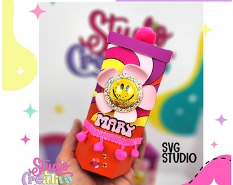 Vorlage für eine kleine sechseckige Box mit einer Bühne, kompatibel mit Silhouette und Cricut, im SVG- und STUDIO-Schneidedateiformat.