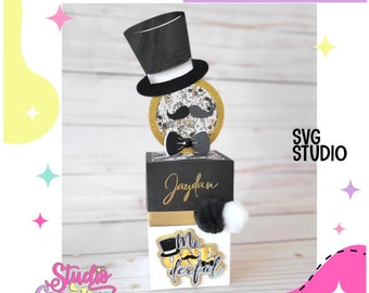 Vorlage für quadratische Box mit kreisförmigem Deckel für Shaker, kompatibel mit Silhouette und Cricut, in SVG- und STUDIO-Schneiddatei.