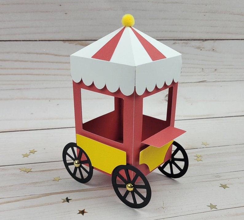 Template Pop Corn Cart Box, Compatible With Silhouette and Cricut, in ...