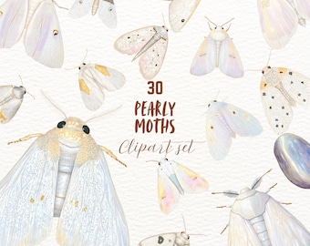 Watercolour Vintage Soft Moth clipart bundle, Wiccan , moth png, mystical clipart, witchcraft png clipart, pagan digital stickers, goodnotes