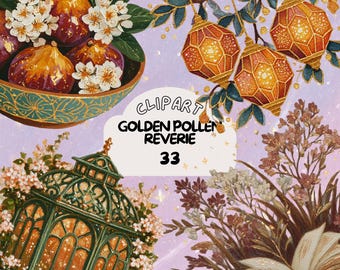 Golden Pollen Reverie Clipart bundle vintage sticker set goodnote sticker transparent png journaling scrapbook  Curiosity, fantasy fairycore