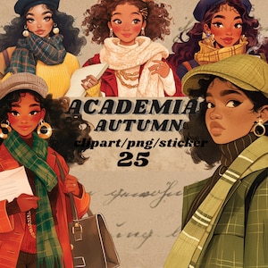 Dark Academia Fall digitale stickers, vrouwelijke herfstjournaling, romantische girly png, grillige sticker, transparant, scrapbooking, leesgrage