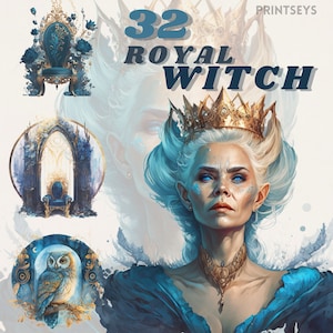 Blue Royal Witch Clipart Bundle, witch clip art png, magic clip art, mystical clipart, witchcraft png clipart, pagan clipart png, pagan