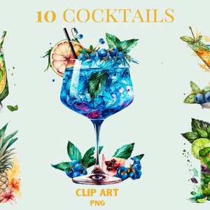 Cóctel png, imágenes prediseñadas de cóctel, mojito png, piña colada, martini, imágenes prediseñadas de cóctel afrutado, png de verano, imágenes prediseñadas de fiesta, uso comercial png