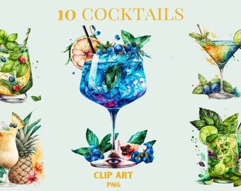 Cóctel png, imágenes prediseñadas de cóctel, mojito png, piña colada, martini, imágenes prediseñadas de cóctel afrutado, png de verano, imágenes prediseñadas de fiesta, uso comercial png