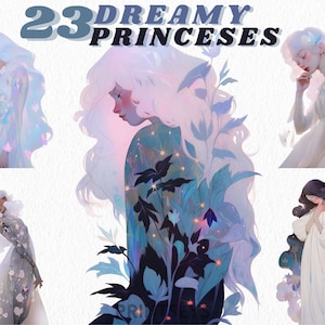 Paquete Dreamy Galaxy Fairytale Princess Clipart, png iridiscente, fondo transparente, descarga instantánea, royalcore, png de fantasía, holografía