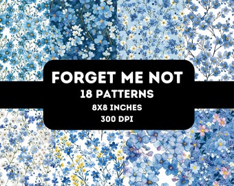 Forget me not floral seamless digital paper, seamless floral pattern , spring flower background, scrapbooking paper, journaling