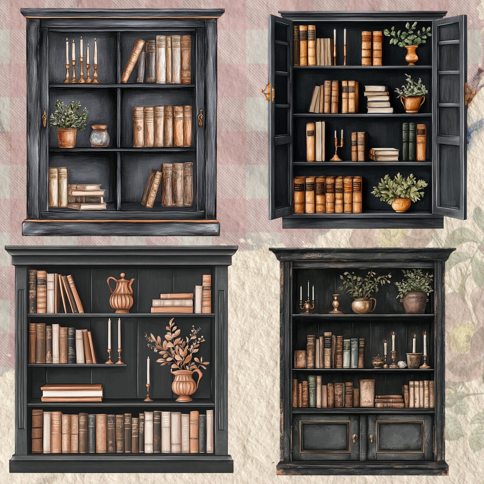 Watercolour Cozy Elegant Cabinet Clipart Bundle, Fall Clipart, Winter ...