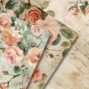 Rose Garden Digital Paper,watercolour Floral Vintage Background Paper ...