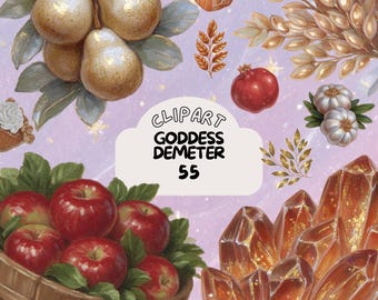 Dreamy Goddess Demeter Clipart bundle vintage sticker set goodnote sticker transparent png journaling scrapbook greek mythology png ,fantasy