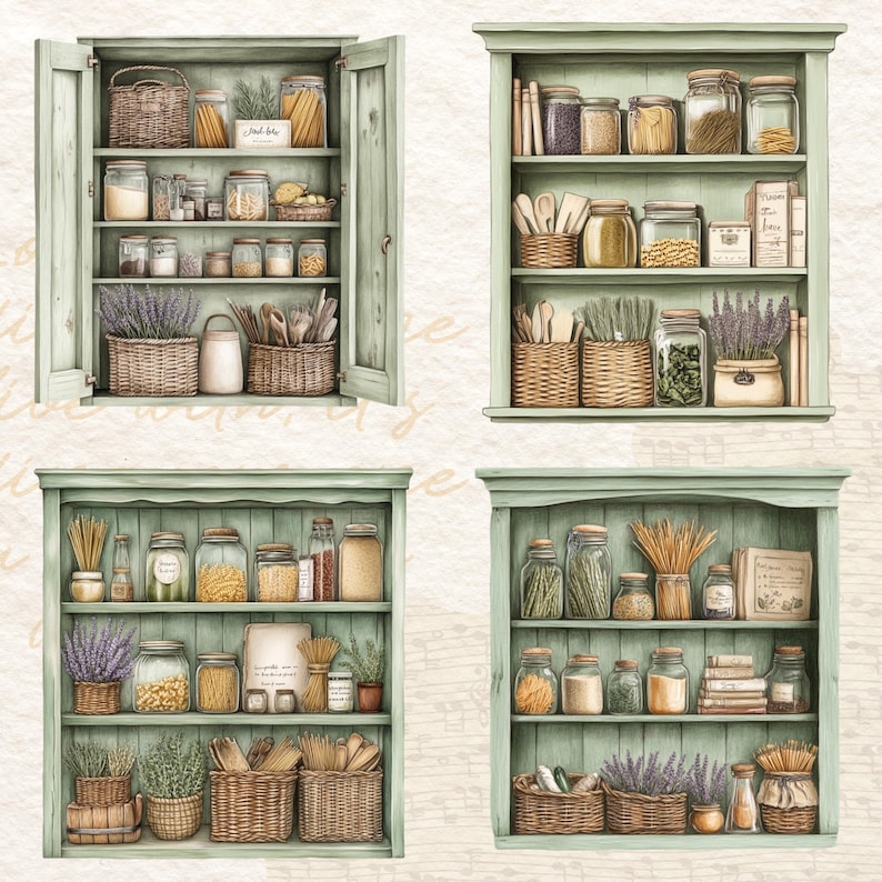 Watercolour Cozy Kitchen Cabinet Clipart Bundle, Fall Clipart, Winter ...