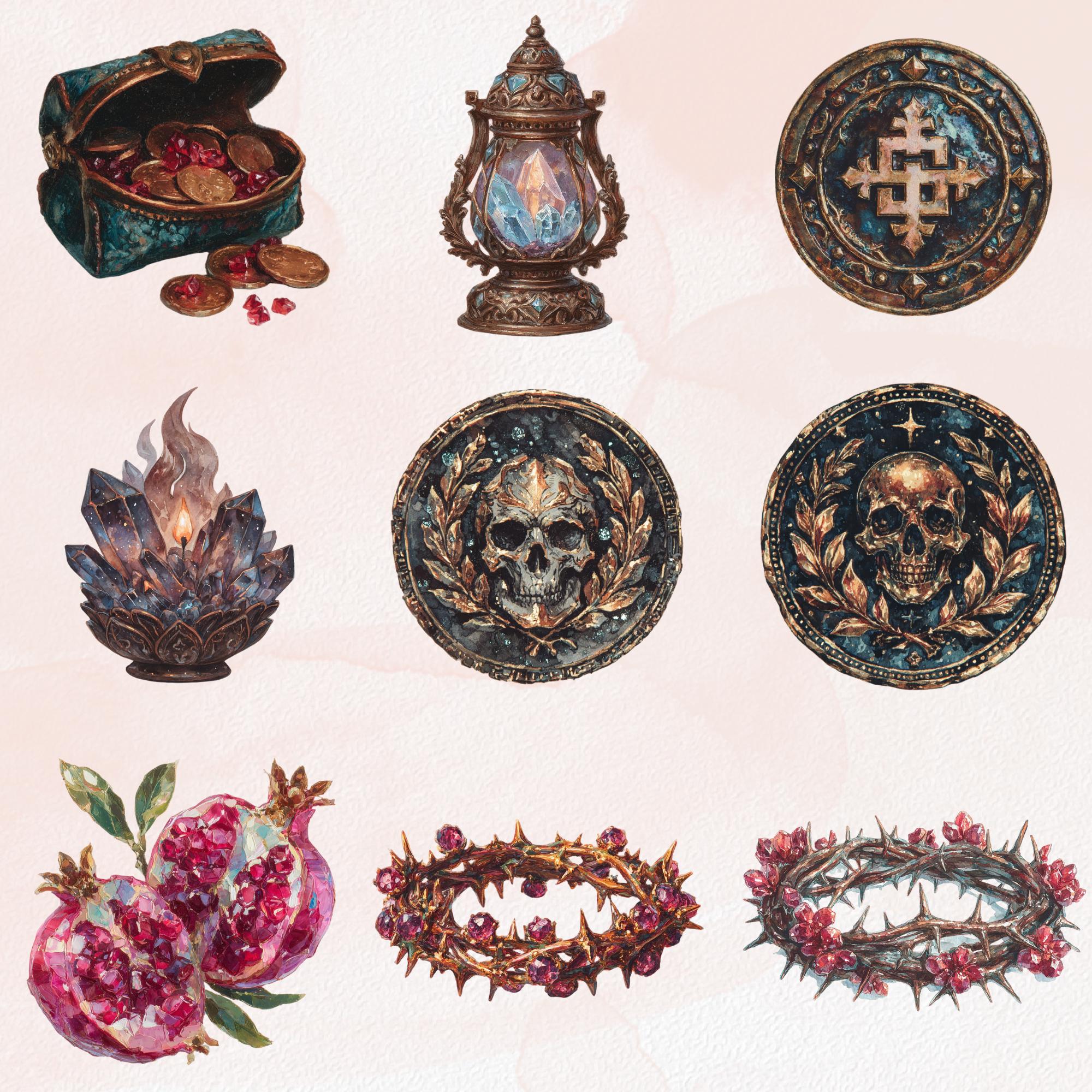 Fantasy Hades Gifts Clipart Bundle Vintage Set Goodnote Sticker ...