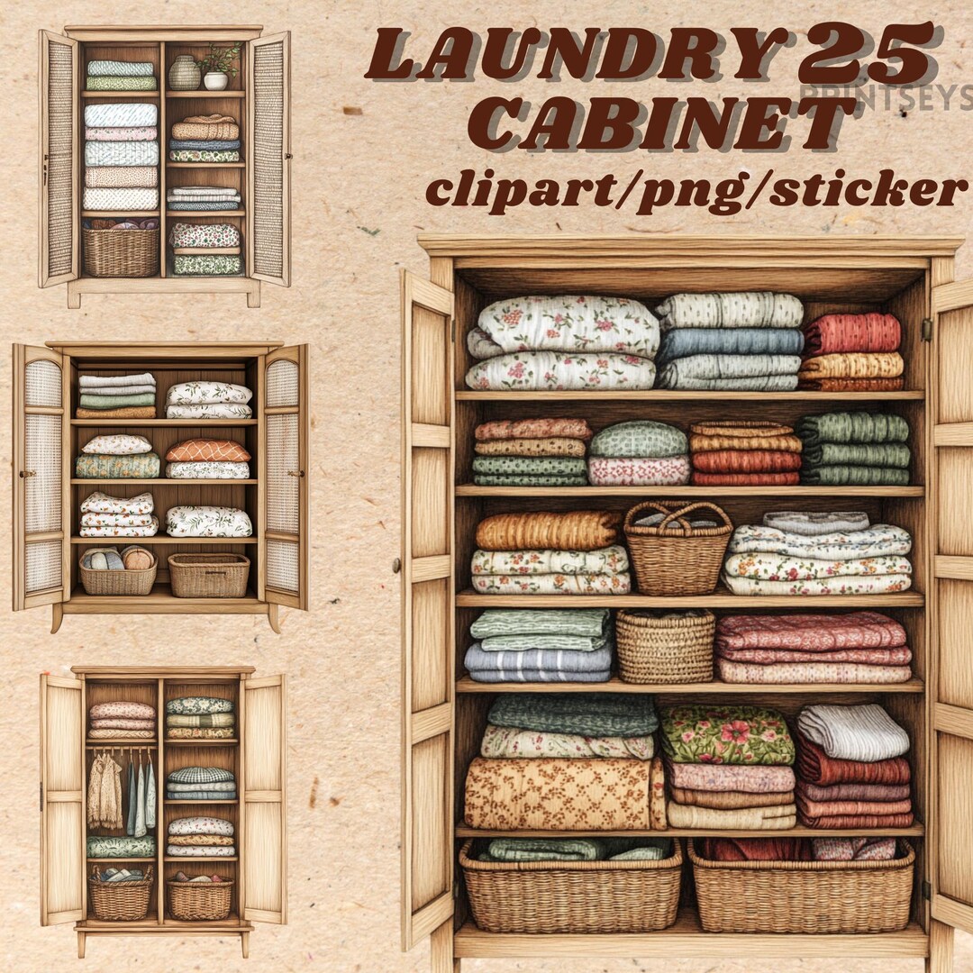 Watercolour Cozy Laundry Cupboard Clipart Bundle, Fall Clipart, Winter ...
