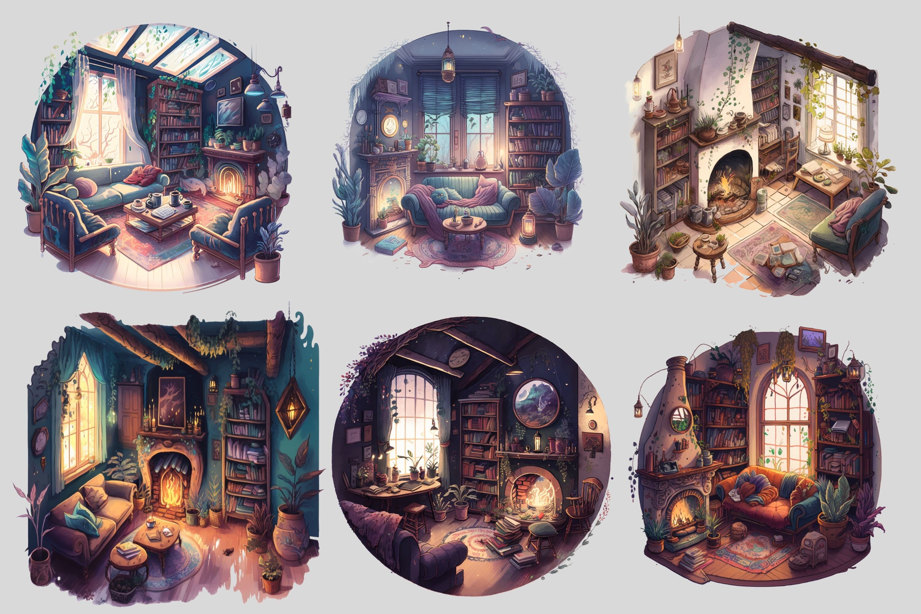 Wizard School Living Room, Common Room, Guest Room Clipart Bundle ...