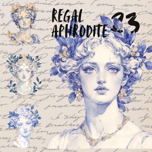 Vintage Aphrodite Büste Png Bundle, grafische Illustrationen, transparente Clipart, Print on Demand, Journaling, digitale Aufkleber Goodnotes Set
