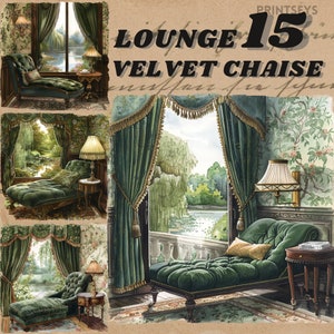 Lot de cliparts aquarelle vieille monnaie en velours, coin lecture émeraude, instantané, autocollant numérique, lecture, livres, luxe png thumbnail