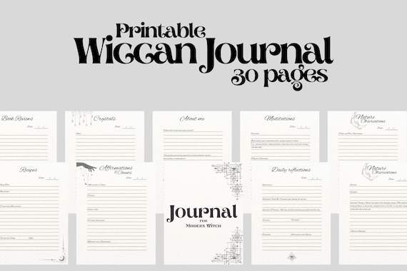 Printable Wiccan/ Witches Journal pages, Dream journal, Herbal Grimoire, Meditation pages ,crystals, occult journal, pdf, minimalistic