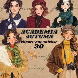 Stickers numériques Dark Academia Fall, journal féminin d'automne, png girly romantique, sticker fantaisiste, transparent, scrapbooking, livresque