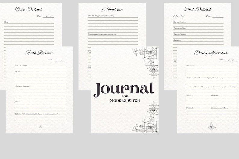 Páginas imprimibles de Wiccan/ Witches Journal, Diario de sueños, Grimorio de hierbas, Páginas de meditación, cristales, diario oculto, pdf, minimalista imagen 4