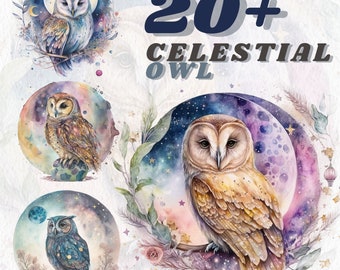Celestial Pastel Owl Clipart, Owl png, magic clip art, mystical clipart, witchcraft png clipart, pagan clipart png, pagan png, mystical Owls