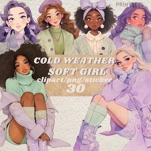 Soft Girl outfit digitale stickers, vrouwelijke herfst winter journaling, romantische girly png, eigenzinnige sticker, transparant, scrapbooking, leesgrage