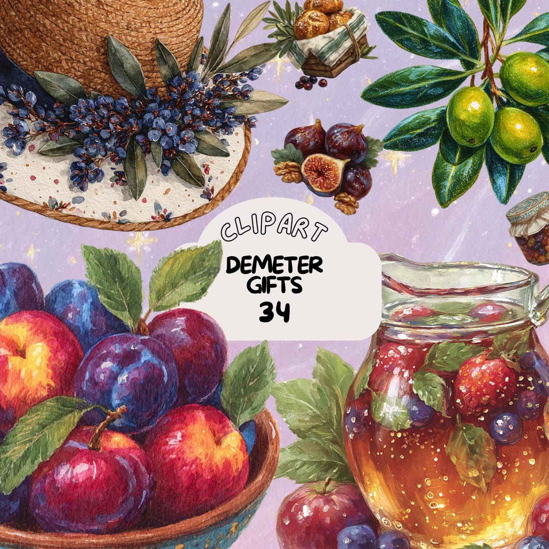Fantasy Demeter Gifts Clipart Bundle Vintage Set Goodnote Sticker ...