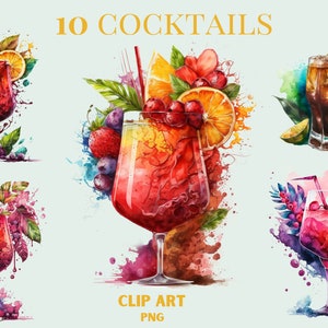 Cocktail png, clipart cocktail, mojito png, pina colada, martini, clipart cocktail fruttato, png estivo, clipart per feste, png per uso commerciale