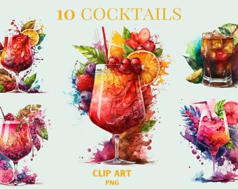 Cóctel png, clipart de cóctel, mojito png, piña colada, martini, clipart de cóctel afrutado, png de verano, clipart de fiesta, png de uso comercial