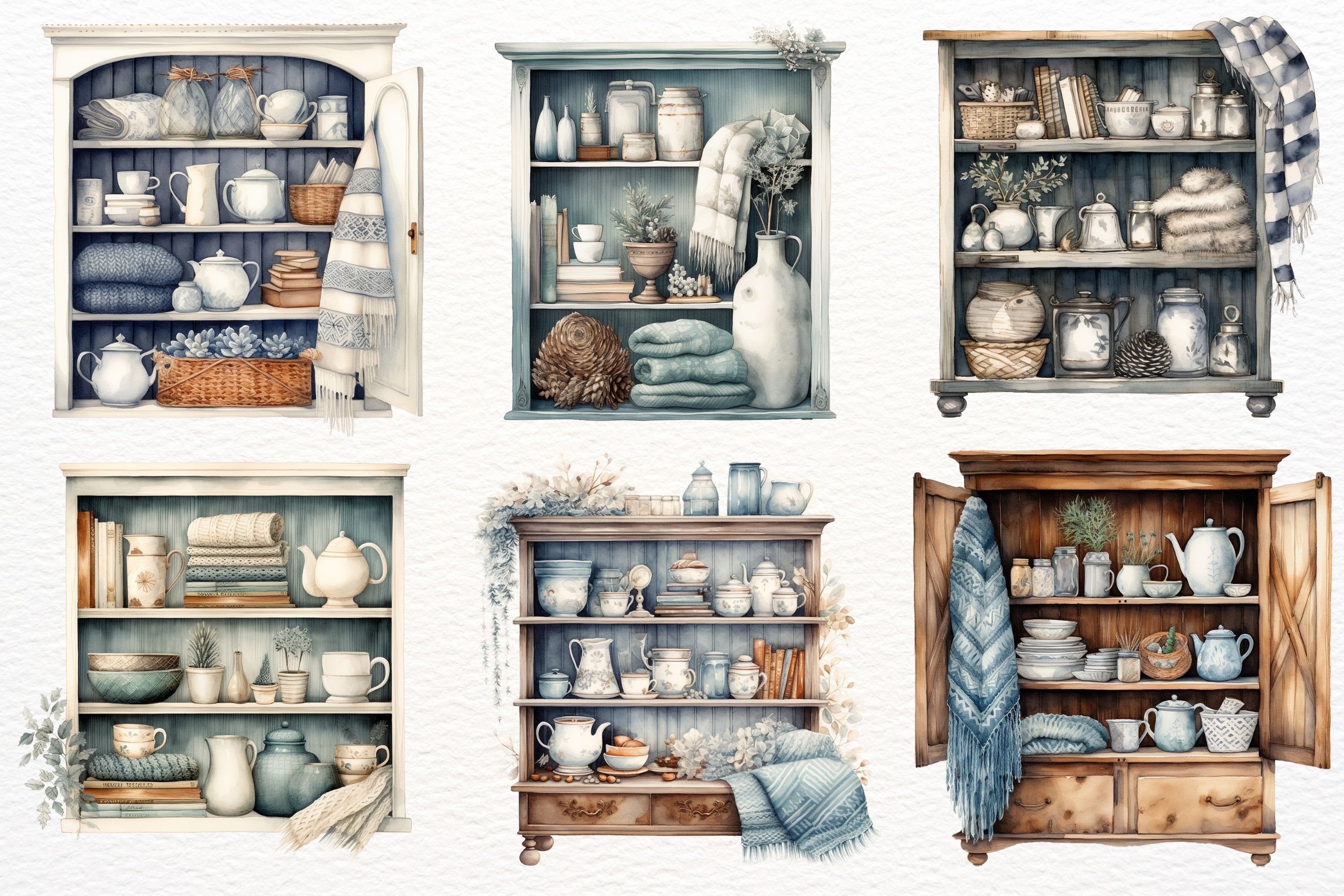 Watercolour Cozy Winter Cupboard Clipart Bundle, Fall Clipart, Winter ...