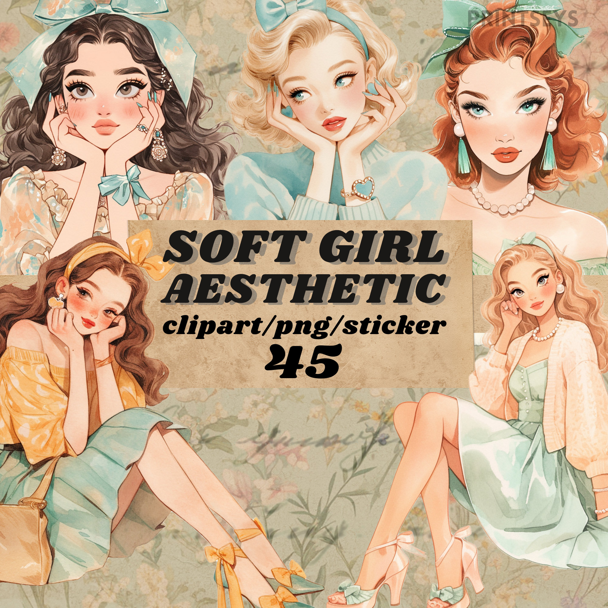 Soft Girl outfit digital stickers, feminine summer journaling, romantic girly png, whimsical sticker, transparent, scrapbooking, bookish