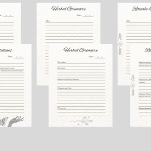 Páginas imprimibles de Wiccan/ Witches Journal, Diario de sueños, Grimorio de hierbas, Páginas de meditación, cristales, diario oculto, pdf, minimalista imagen 6