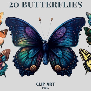 Melhor pacote de clipart de borboleta colorida, borboleta Png, borboletas exóticas, cores vibrantes, ilustrações de pacote, licença comercial