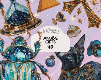 fantasy Anubis gifts  Clipart bundle vintage set goodnote sticker transparent png journaling scrapbook mythology feminine deity illustration