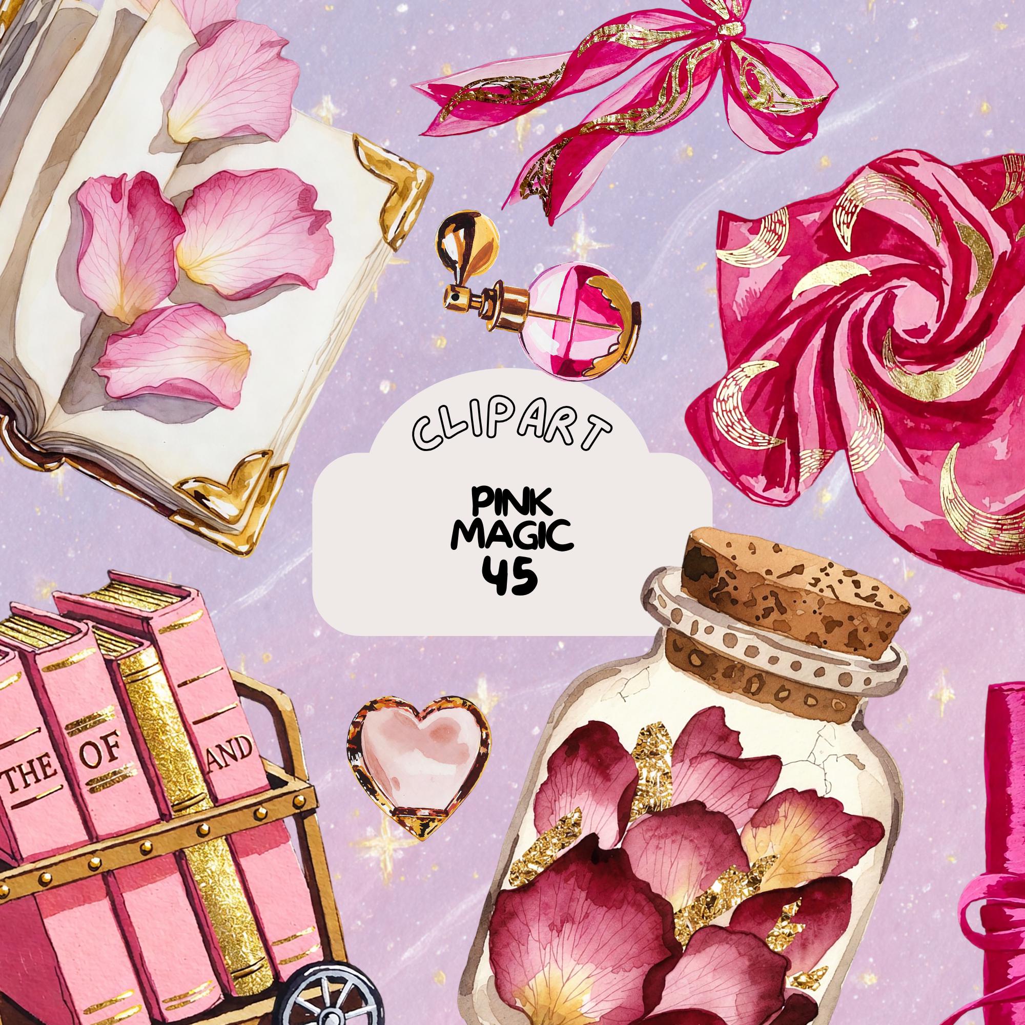 Magic Notes Whimsy Image Pink Whimsy Magic Vibes Clipart Bundle Vintage Sticker Set Goodnote ...