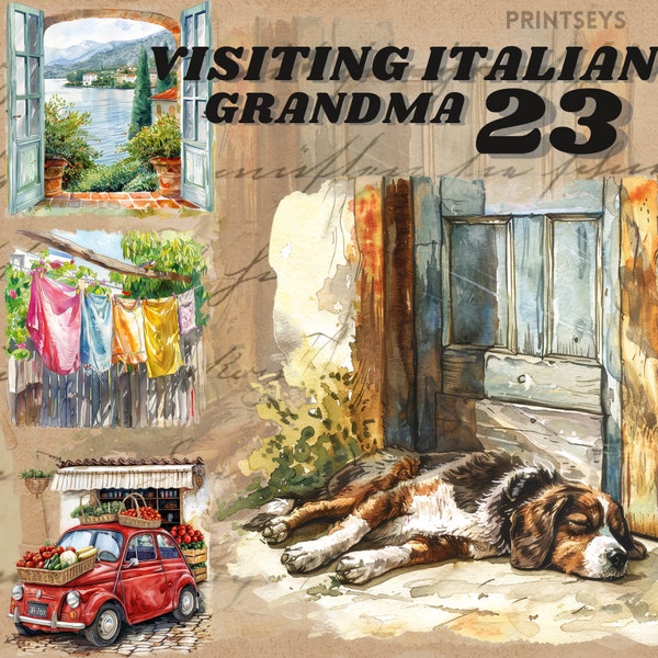 Bundle d'autocollants numériques aquarelle chalet d'été italien confortable, clipart chalet rustique, ambiance estivale png, journalisation cottagecore, transparent