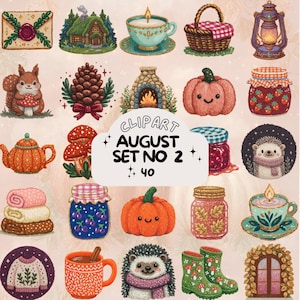gemütlich Herbst Cottage Clipart Bundle august Herbst Sticker Set Goodnote Stickers transparente PNG Journaling Scrapbooking Cottagecore Grafik