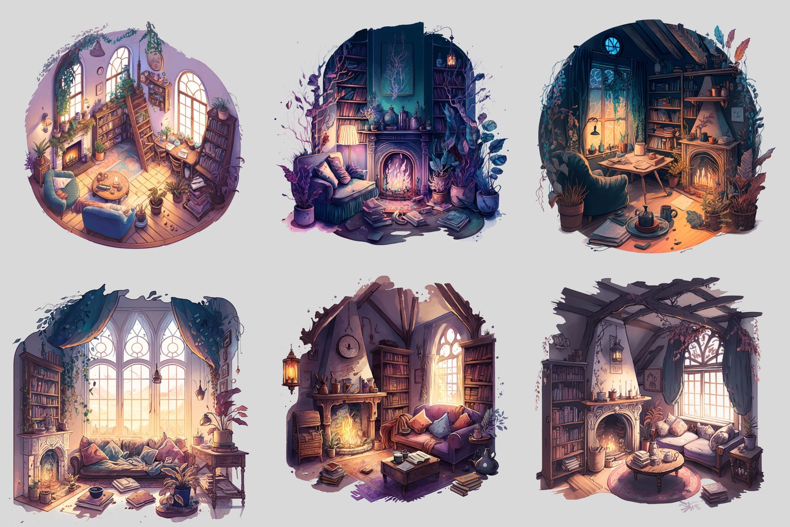 Wizard School Living Room, Common Room, Guest Room Clipart Bundle ...