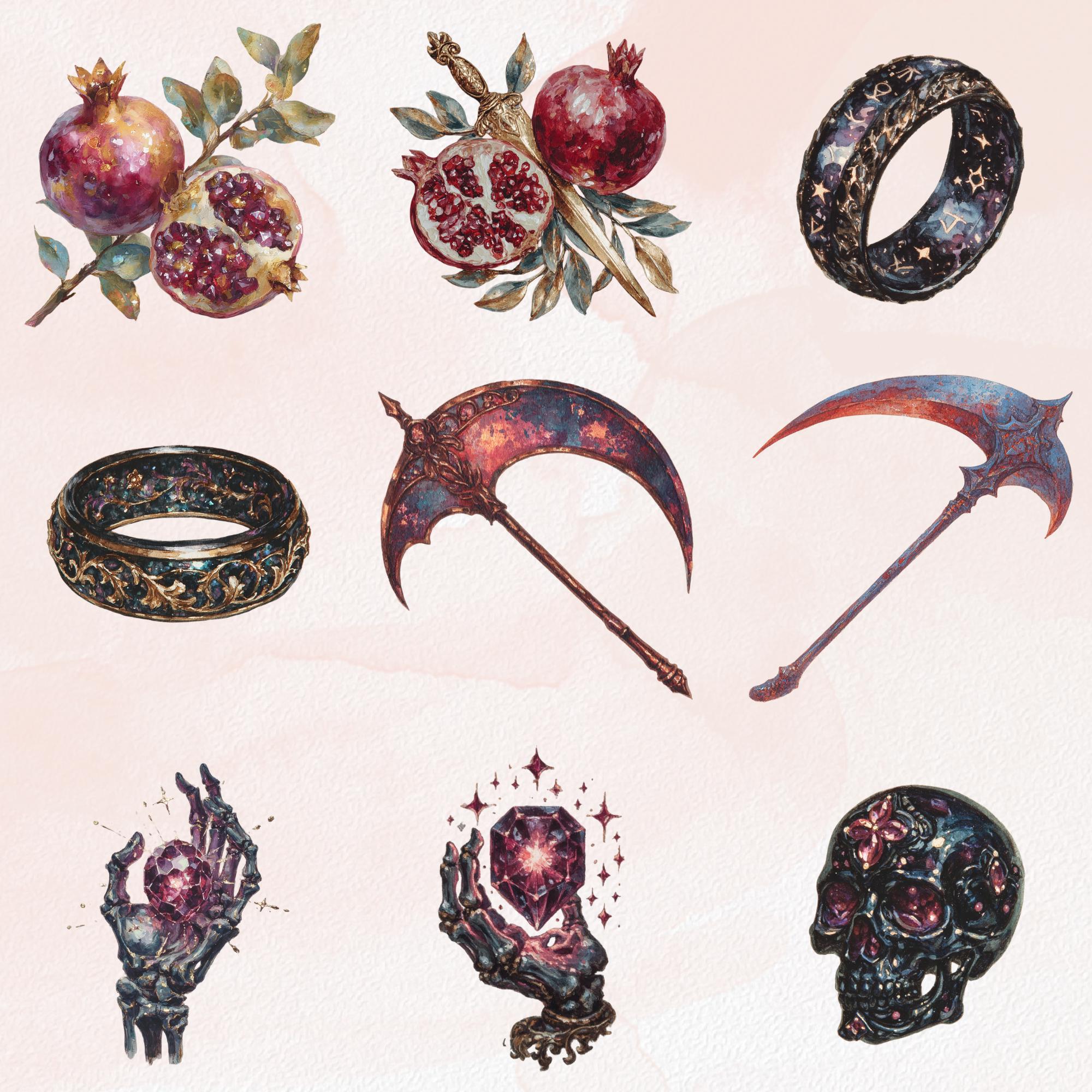 Fantasy Hades Gifts Clipart Bundle Vintage Set Goodnote Sticker ...
