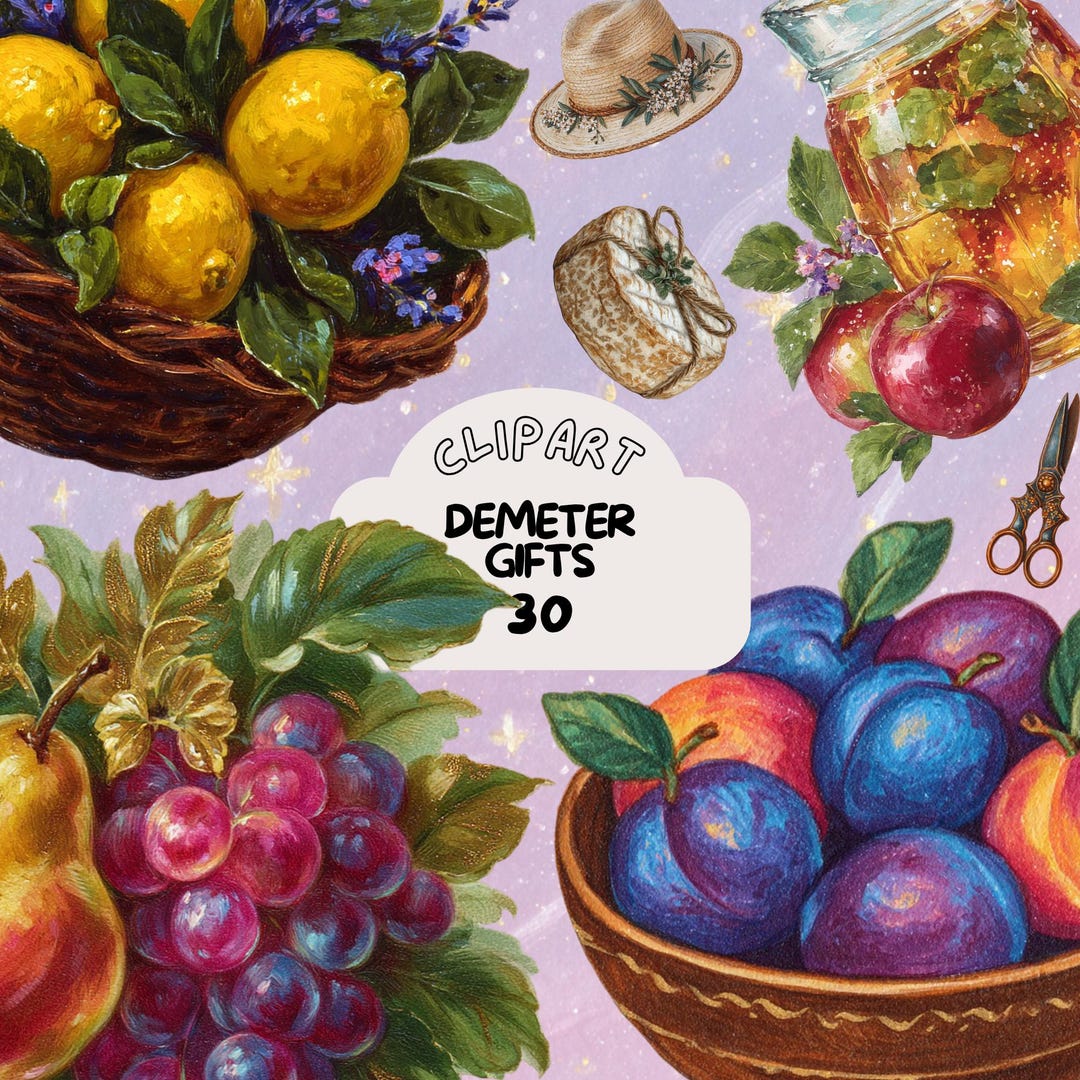 Fantasy Demeter Gifts Clipart Bundle Vintage Set Goodnote Sticker ...