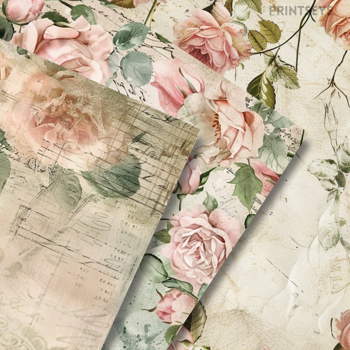 Rose Garden Digital Paper,watercolour Floral Vintage Background Paper ...