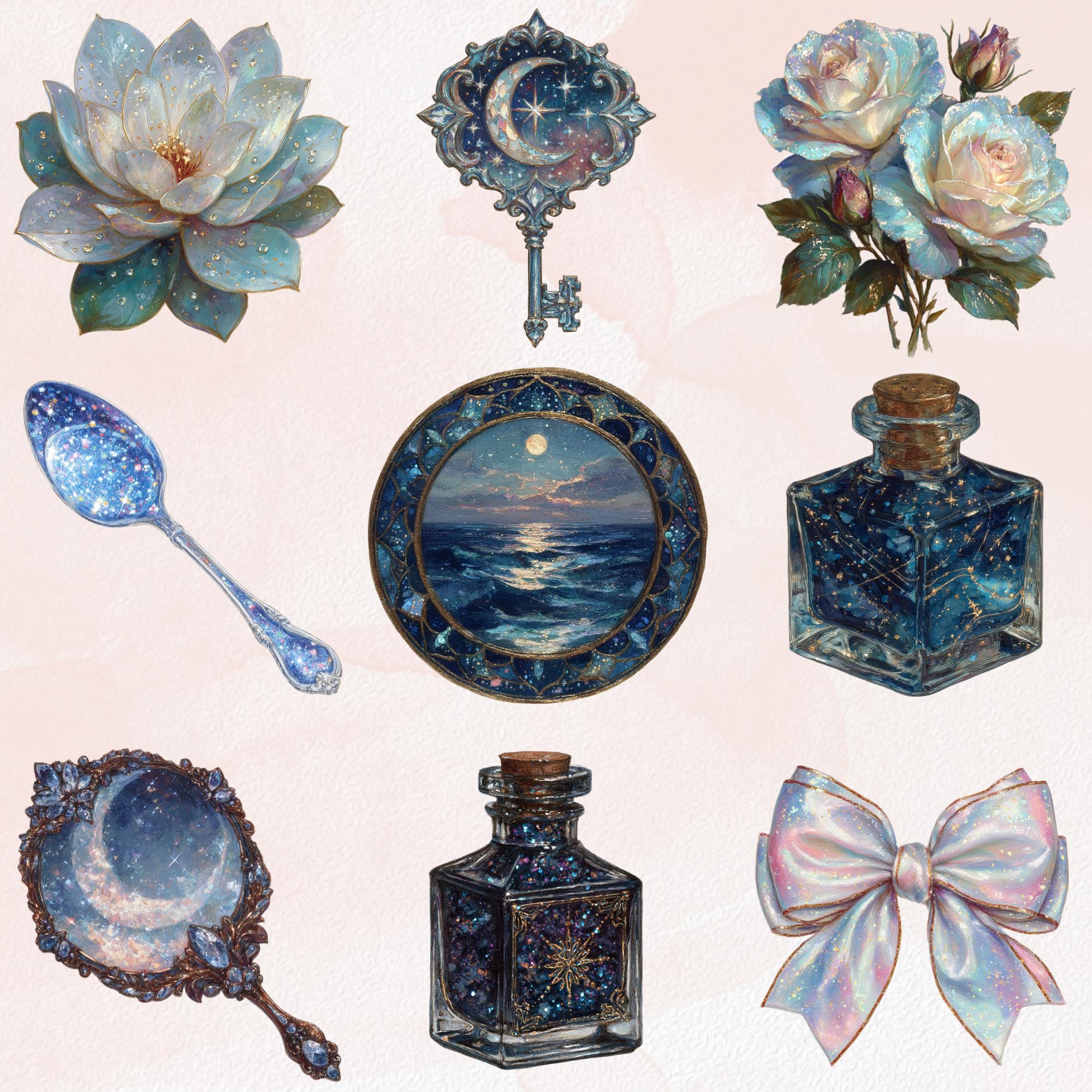 Fantasy Selene Gifts Clipart Bundle Vintage Set Goodnote Sticker ...