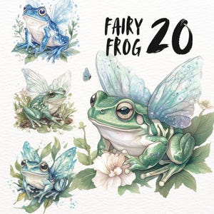 Fantasy Fee Frosch Clipart Set, wunderliche Waldtiere PNG Aufkleber, Fantasy Natur Set Digital Download, Blumenmagie ästhetische Grafiken